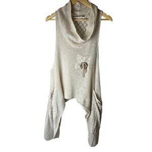 M For Bolide Womens Mohair Overthrow Top Sz Large Boho Crochet Slouchy Hippie